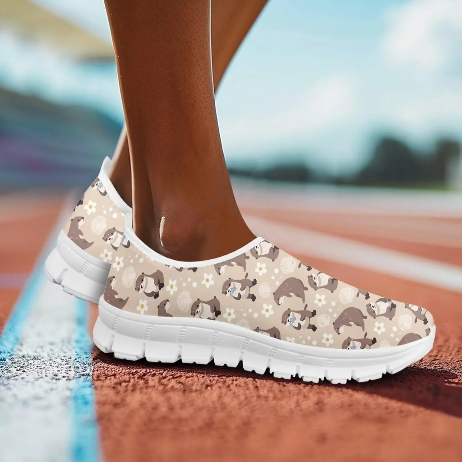 Animal Print Running Shoes for Women Outdoor Slip-On Sneakers Casual Loafers Mesh Gym Sports Shoes Daily Shoe