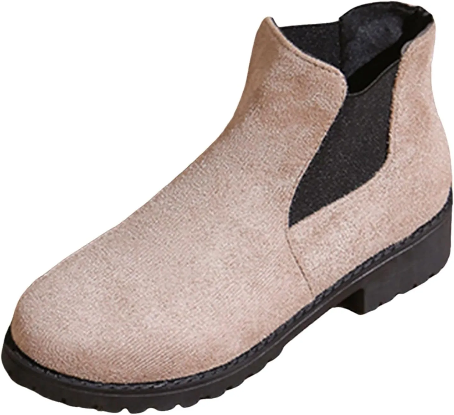 Ankle Boots for Women Comfy Womens Boots Autumn And Winter Suede Round Toe Elastic Mouth Sleeve Low Heel Boots