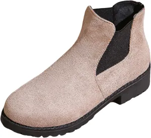 Ankle Boots for Women Comfy Womens Boots Autumn And Winter Suede Round Toe Elastic Mouth Sleeve Low Heel Boots