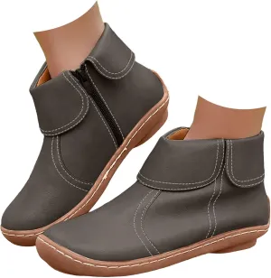 Ankle Boots for Women Fall Boots Women Round Toe Comfortable Side Zipper Flat Casual Walking Shoes Women Short Boots