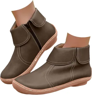Ankle Boots for Women Fall Boots Women Round Toe Comfortable Side Zipper Flat Casual Walking Shoes Women Short Boots