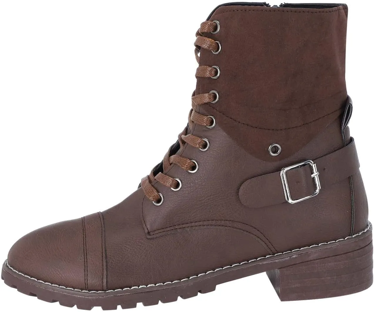 Ankle Boots for Women Leather Combat Boots for Women Fashionable Leather Lace up Pointed Toe Rubber Sole Outdoor Boot