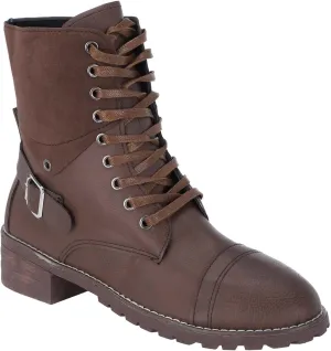Ankle Boots for Women Leather Combat Boots for Women Fashionable Leather Lace up Pointed Toe Rubber Sole Outdoor Boot