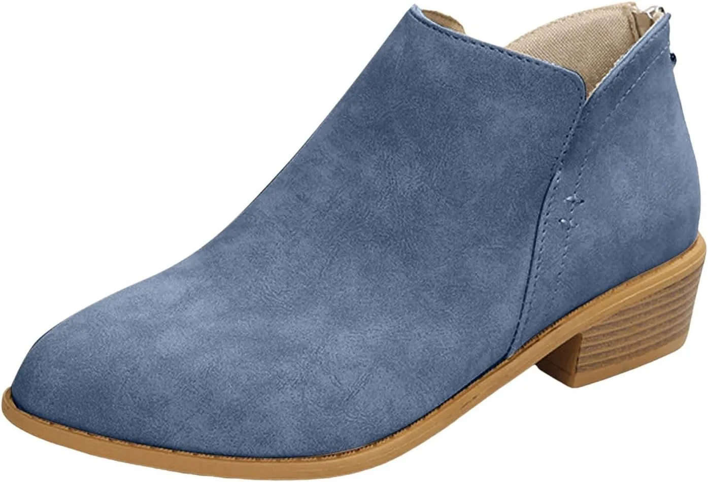 Ankle Boots for Women Riding Boots for Women Fashion British Style Pointed Toe Block Heels Pull on Boots for Women
