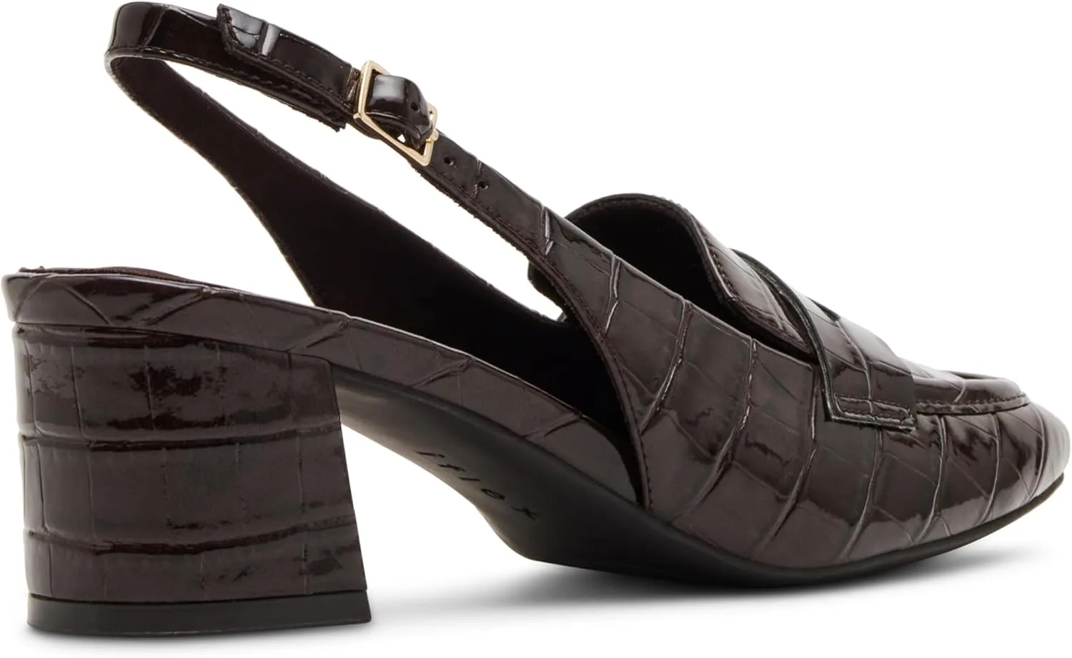 Anne Klein Womens Mona Textured Patent Loafer Heels