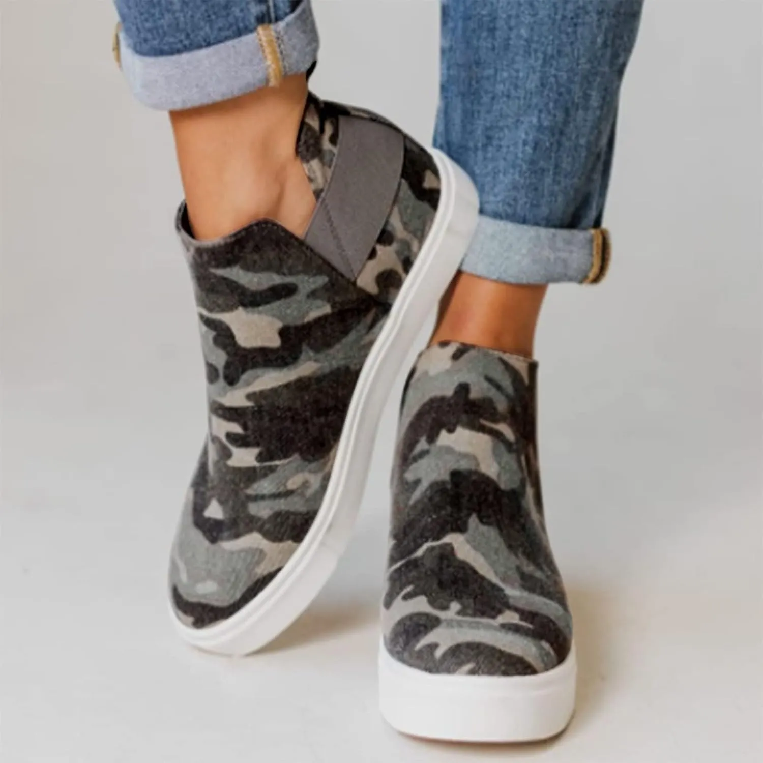 Bcshiye Women's Wedge Sneakers Hidden Heel Platform Walking Booties Hidden Wedge Sneakers Round Toe Ankle Boots