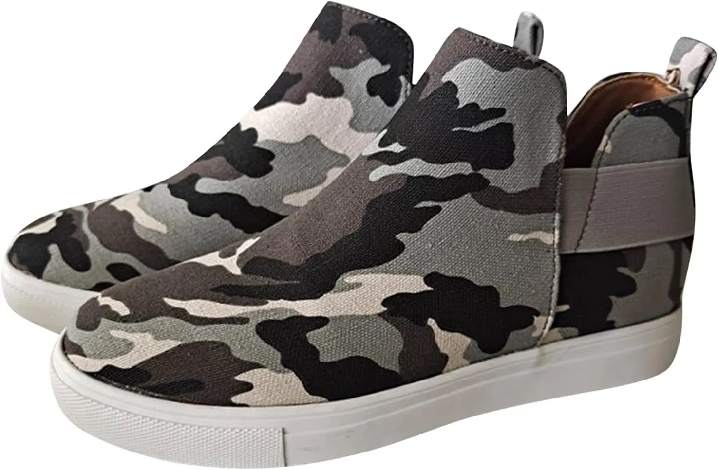 Bcshiye Women's Wedge Sneakers Hidden Heel Platform Walking Booties Hidden Wedge Sneakers Round Toe Ankle Boots