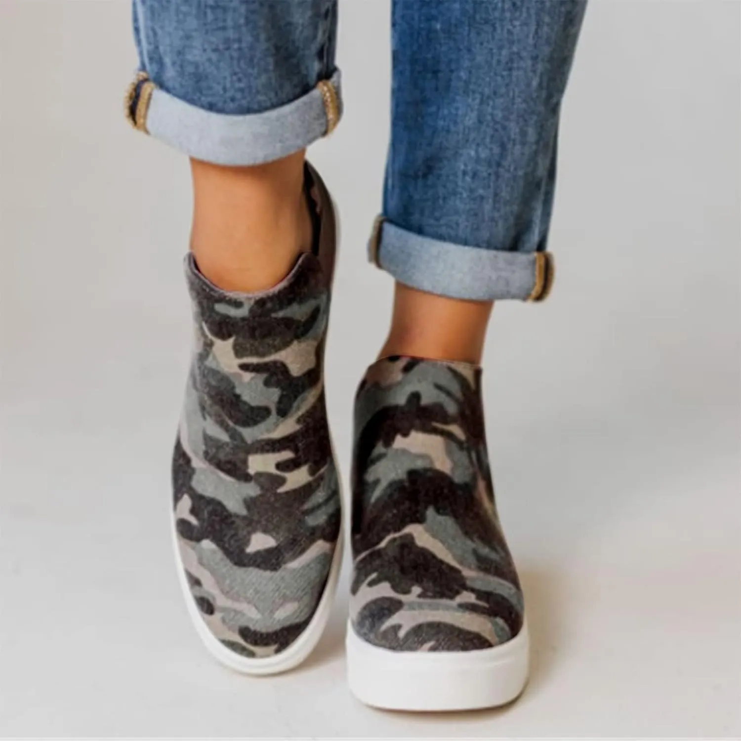 Bcshiye Women's Wedge Sneakers Hidden Heel Platform Walking Booties Hidden Wedge Sneakers Round Toe Ankle Boots