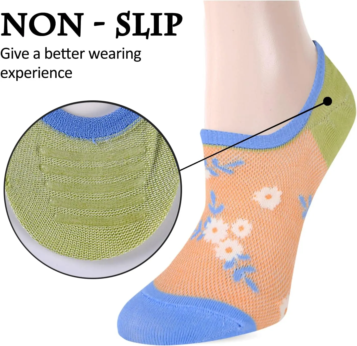 Benefeet Sox Womens Girls Cute No Show Liner Socks Non Slip Funny Patterned Low Cut Socks Novelty Cotton Loafer Footies Sock