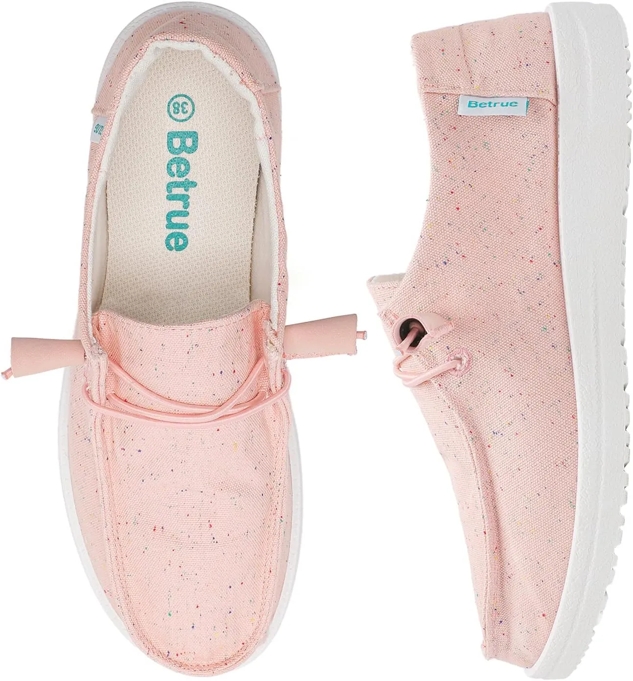 Betrue Women's Lightweight Boat Shoes, Breathable Canvas Loafers for Casual Users, Slip-On Deck Shoes for Everyday Consumers