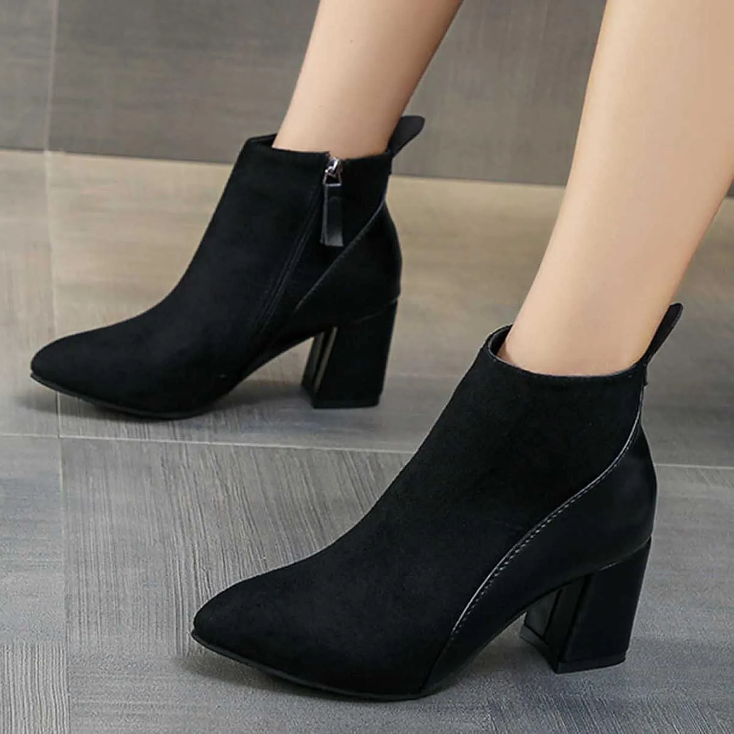 Boots for Women Chelsea Ankle Boots Fashion Low Chunky Block Heel Pointed Toe Fall Heeled Booties Shoes