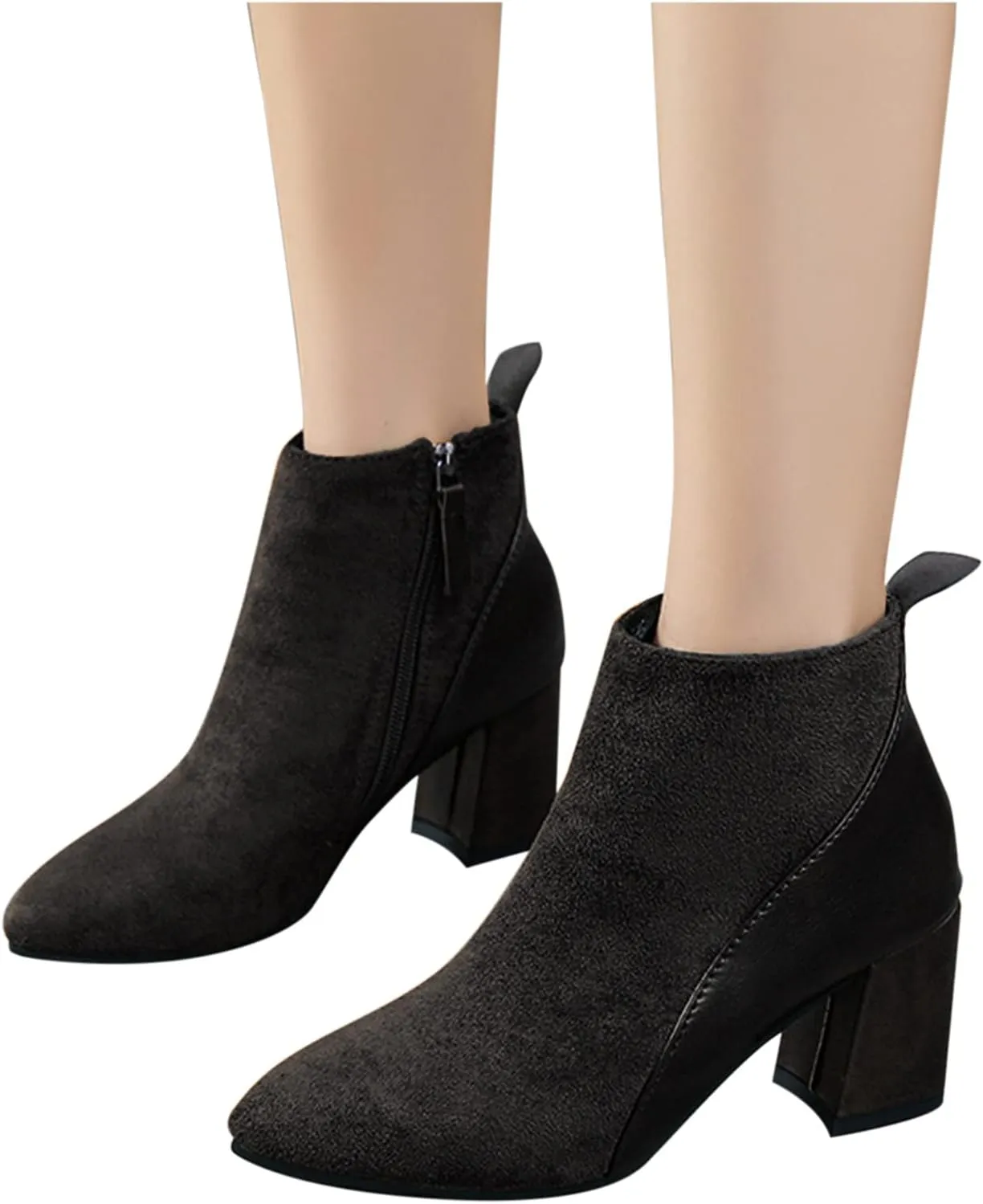 Boots for Women Chelsea Ankle Boots Fashion Low Chunky Block Heel Pointed Toe Fall Heeled Booties Shoes