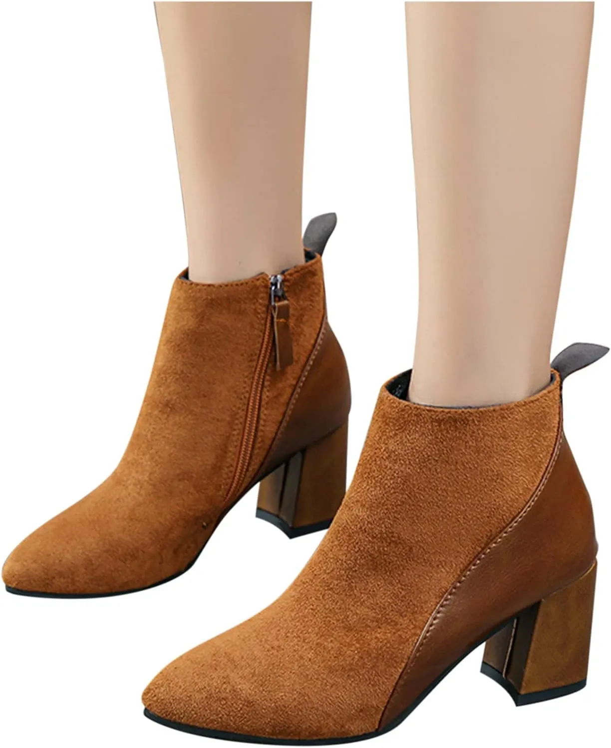 Boots for Women Chelsea Ankle Boots Fashion Low Chunky Block Heel Pointed Toe Fall Heeled Booties Shoes