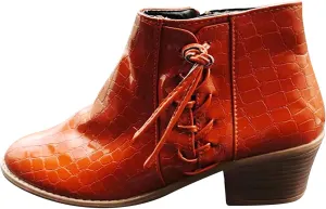 Boots for Women Chunky Stacked Heel Ankle Boots Almond ToeDressy Western Booties with Side Zipper