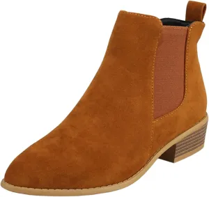 Boots for Women Flat Pointed Toe Women's Slip On Chelsea Ankle Boots Suede Ankle Boots Fall Boots 2024