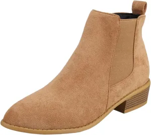 Boots for Women Flat Pointed Toe Women's Slip On Chelsea Ankle Boots Suede Ankle Boots Fall Boots 2024