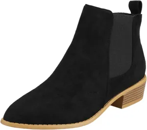 Boots for Women Flat Pointed Toe Women's Slip On Chelsea Ankle Boots Suede Ankle Boots Fall Boots 2024
