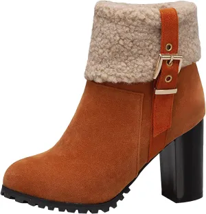 Boots for Women Platform Lug Sole Sherpa Lined Combat Ankle Boots High Chunky Heel Fashion Heeled Booties Shoes