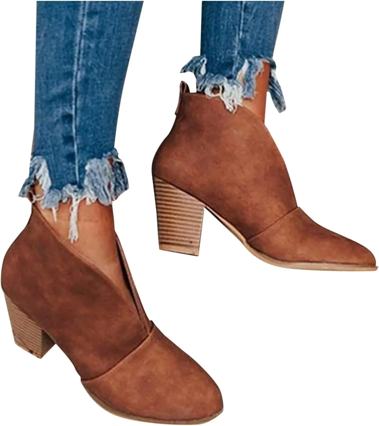 Boots for Women Suede Flat Short Ankle Booties Retro Fringe Boots Winter Round Toe Roman Fringe Short Flat Shoes 52