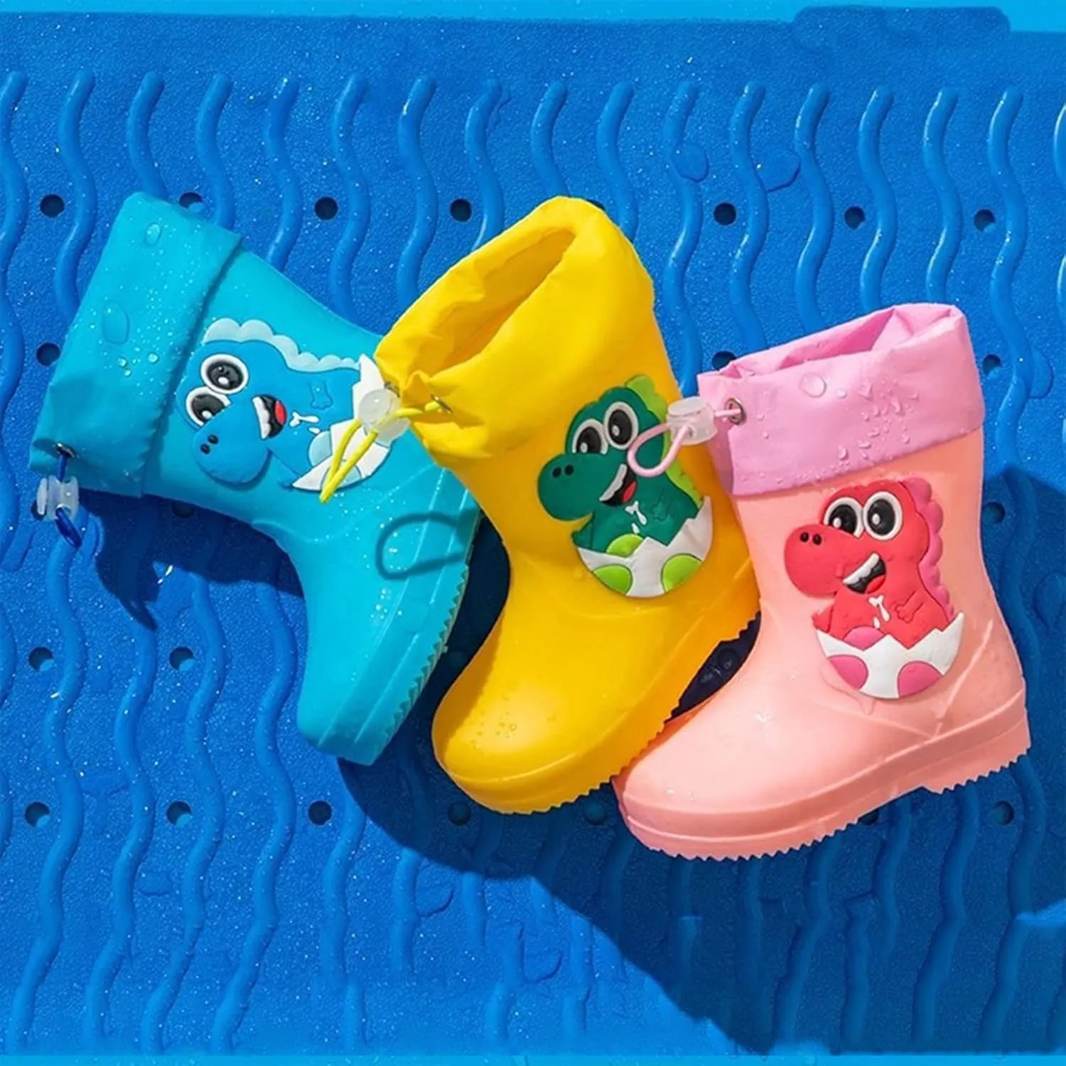 Boys Girls Rain Shoes Children Female Elastic Mouth Children's Rain Boots Textured Soles Non Slip Baby Fashion Booties