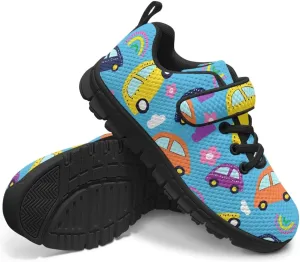 Boys Girls Sneakers Kids Mesh Shoes Unisex Lightweight Breathable Athletic Running Tennis Fitness Shoes Single Buckle for Toddler/Little Kid/Big Kid Black Sole