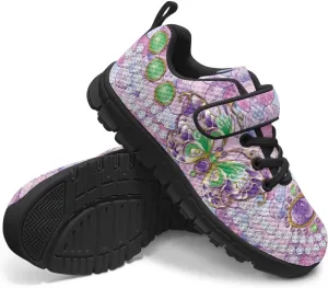 Boys Girls Sneakers Kids Mesh Shoes Unisex Lightweight Breathable Athletic Running Tennis Fitness Shoes Single Buckle for Toddler/Little Kid/Big Kid Black Sole