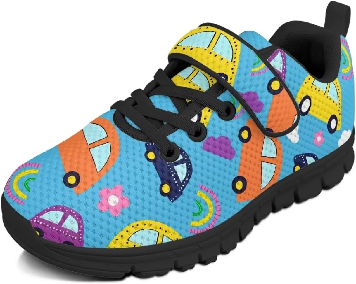 Boys Girls Sneakers Kids Mesh Shoes Unisex Lightweight Breathable Athletic Running Tennis Fitness Shoes Single Buckle for Toddler/Little Kid/Big Kid Black Sole