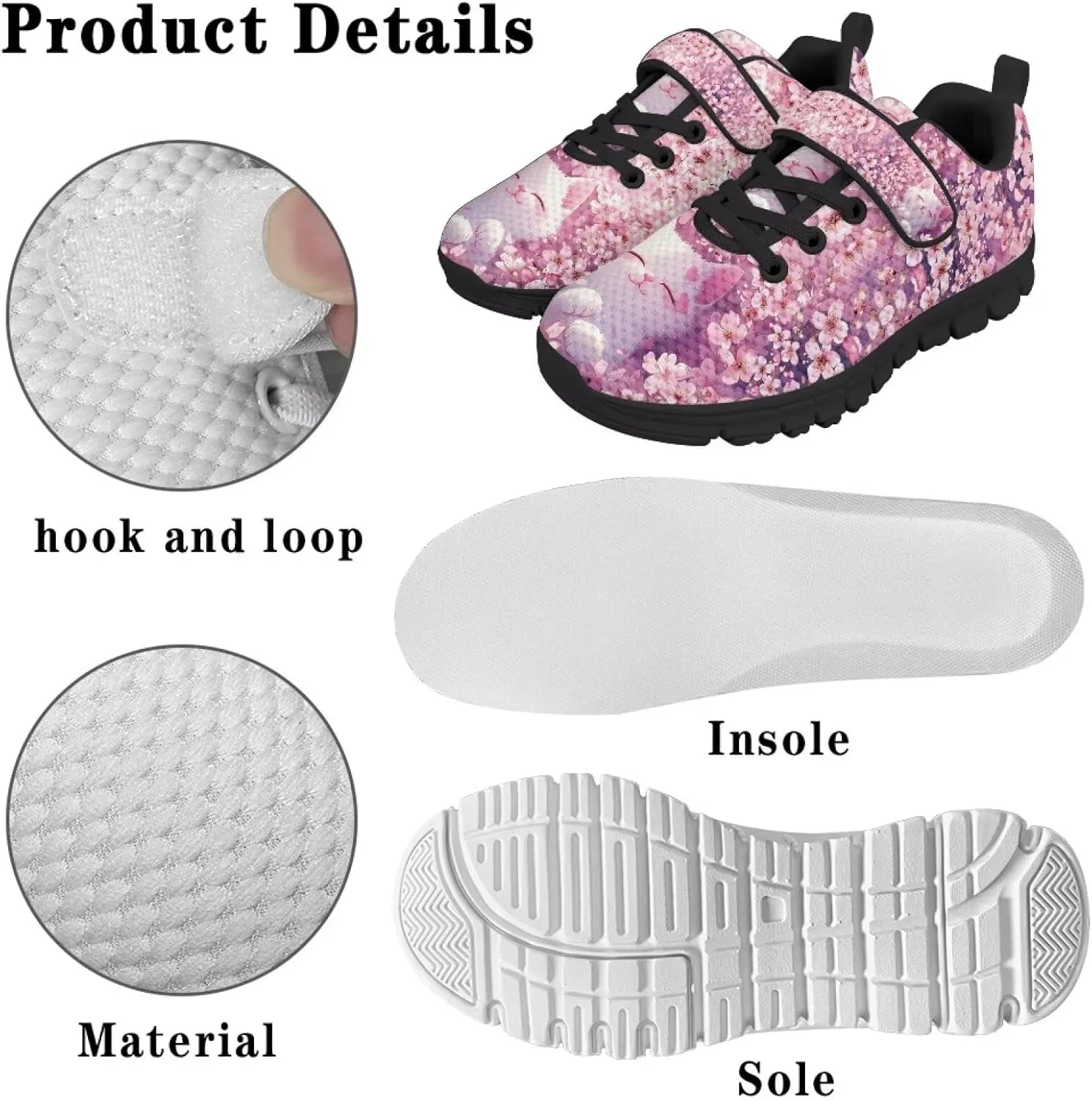 Boys Girls Sneakers Kids Mesh Shoes Unisex Lightweight Breathable Athletic Running Tennis Fitness Shoes Single Buckle for Toddler/Little Kid/Big Kid Black Sole