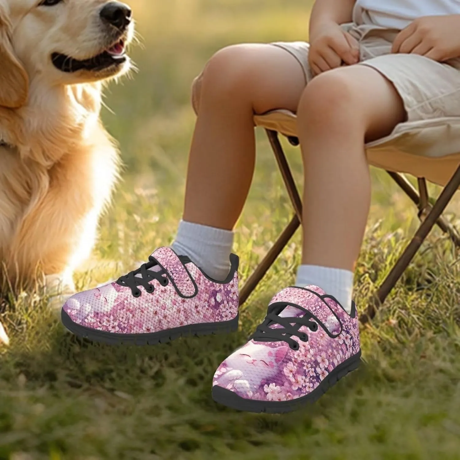 Boys Girls Sneakers Kids Mesh Shoes Unisex Lightweight Breathable Athletic Running Tennis Fitness Shoes Single Buckle for Toddler/Little Kid/Big Kid Black Sole