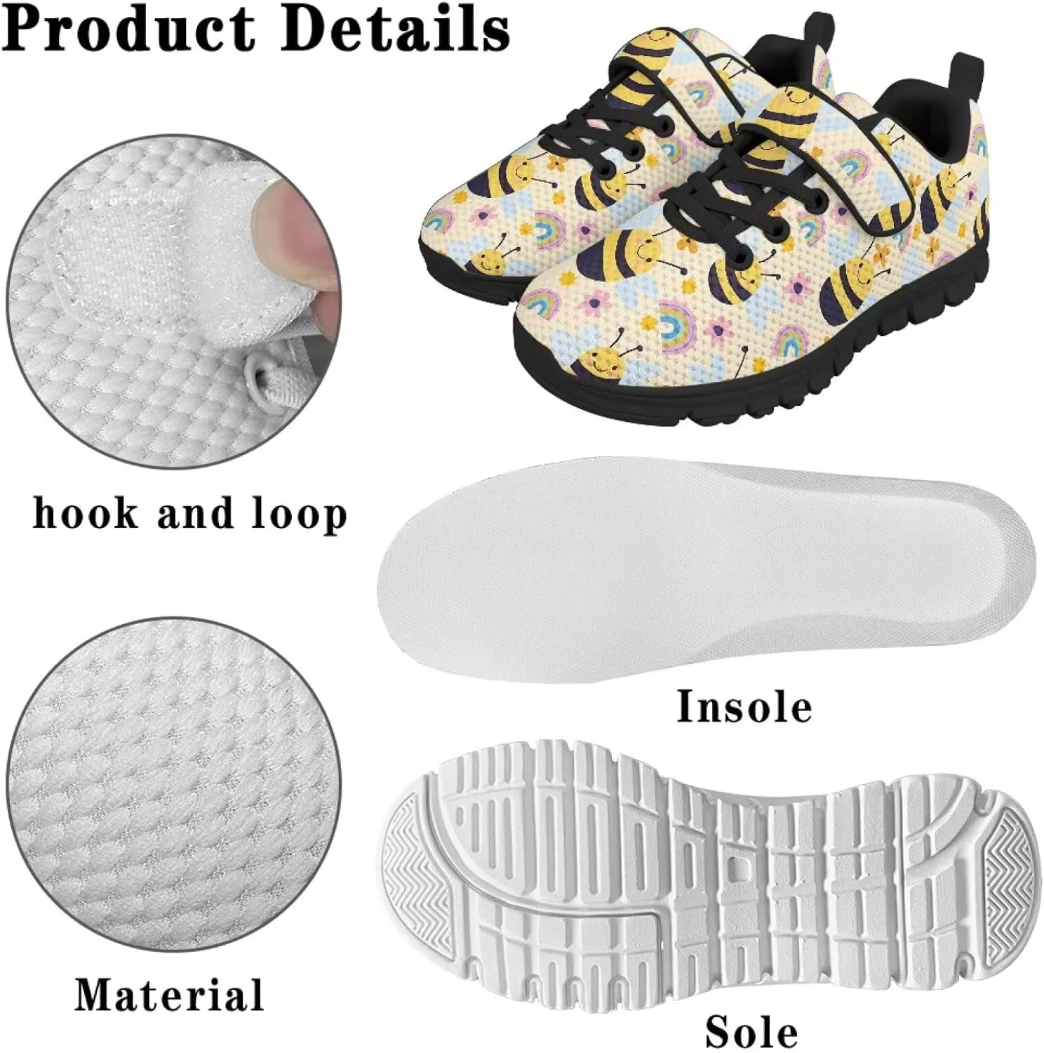 Boys Girls Sneakers Kids Mesh Shoes Unisex Lightweight Breathable Athletic Running Tennis Fitness Shoes Single Buckle for Toddler/Little Kid/Big Kid Black Sole