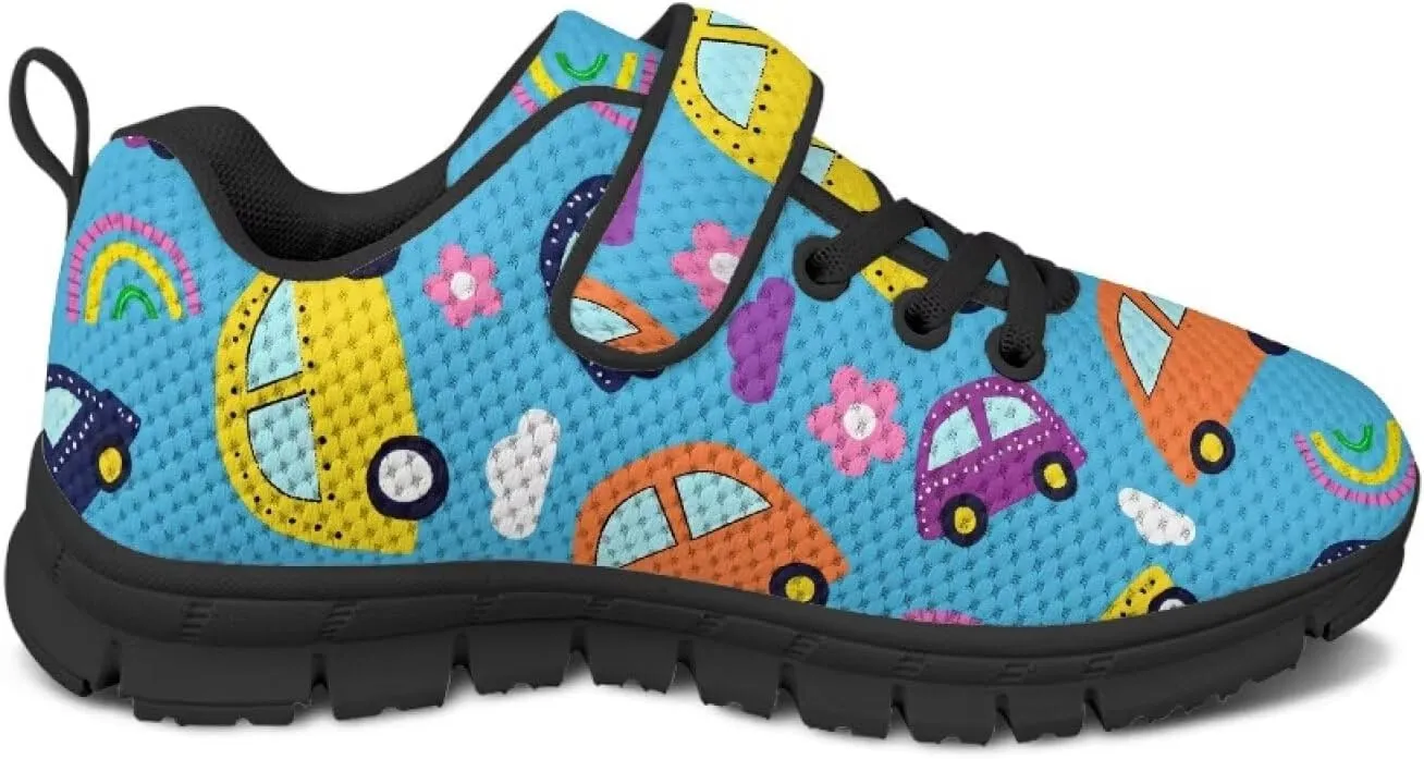 Boys Girls Sneakers Kids Mesh Shoes Unisex Lightweight Breathable Athletic Running Tennis Fitness Shoes Single Buckle for Toddler/Little Kid/Big Kid Black Sole