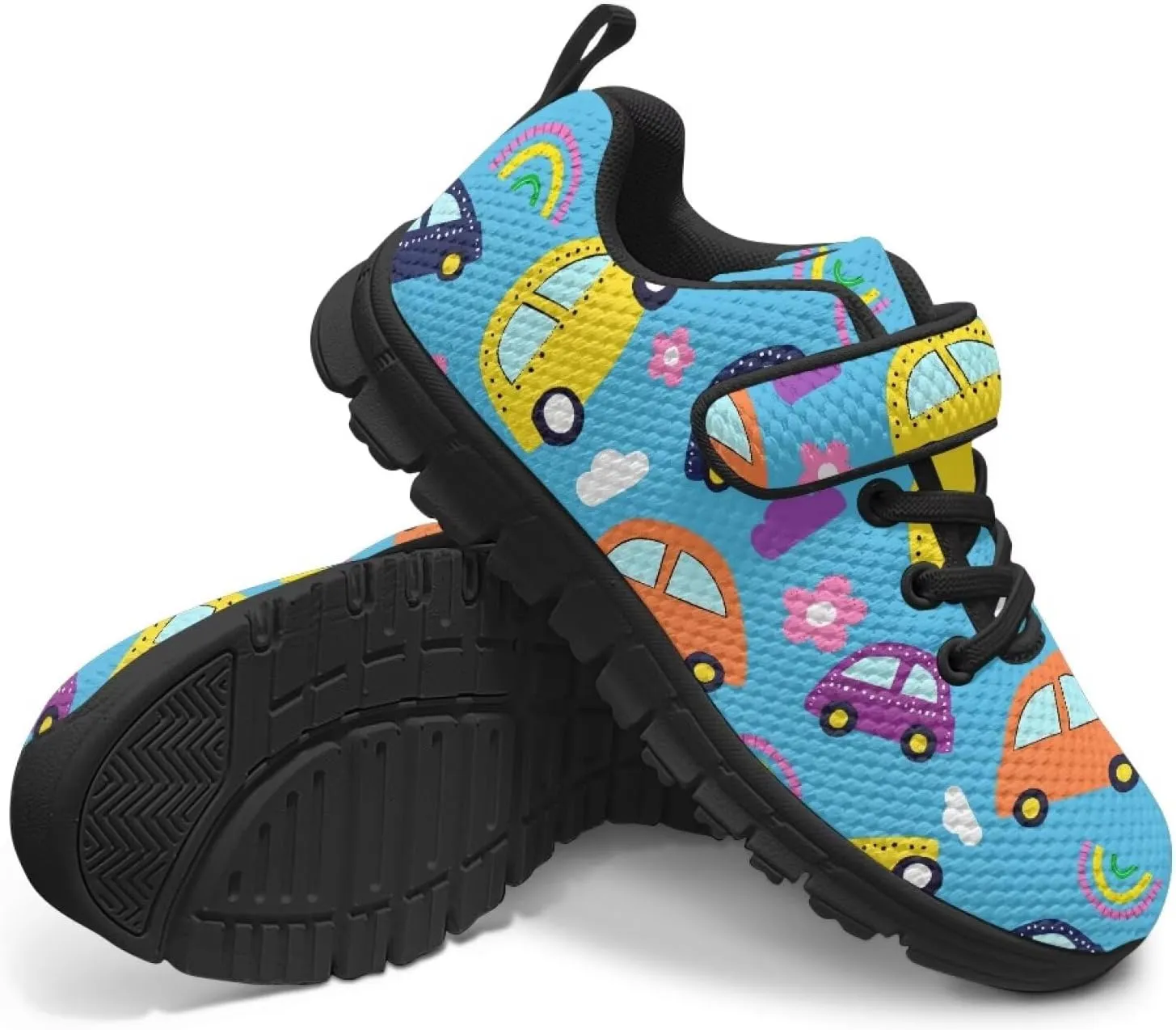 Boys Girls Sneakers Kids Mesh Shoes Unisex Lightweight Breathable Athletic Running Tennis Fitness Shoes Single Buckle for Toddler/Little Kid/Big Kid Black Sole
