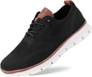 Breeze Men's Urban Ultra Comfortable Mesh Dress Sneakers - Business Casual Walking Shoes (Black, 9)