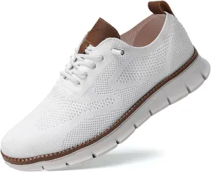 Breeze Urban Comfortable Mesh Dress Sneakers - Business Casual Walking Shoes (White,9)