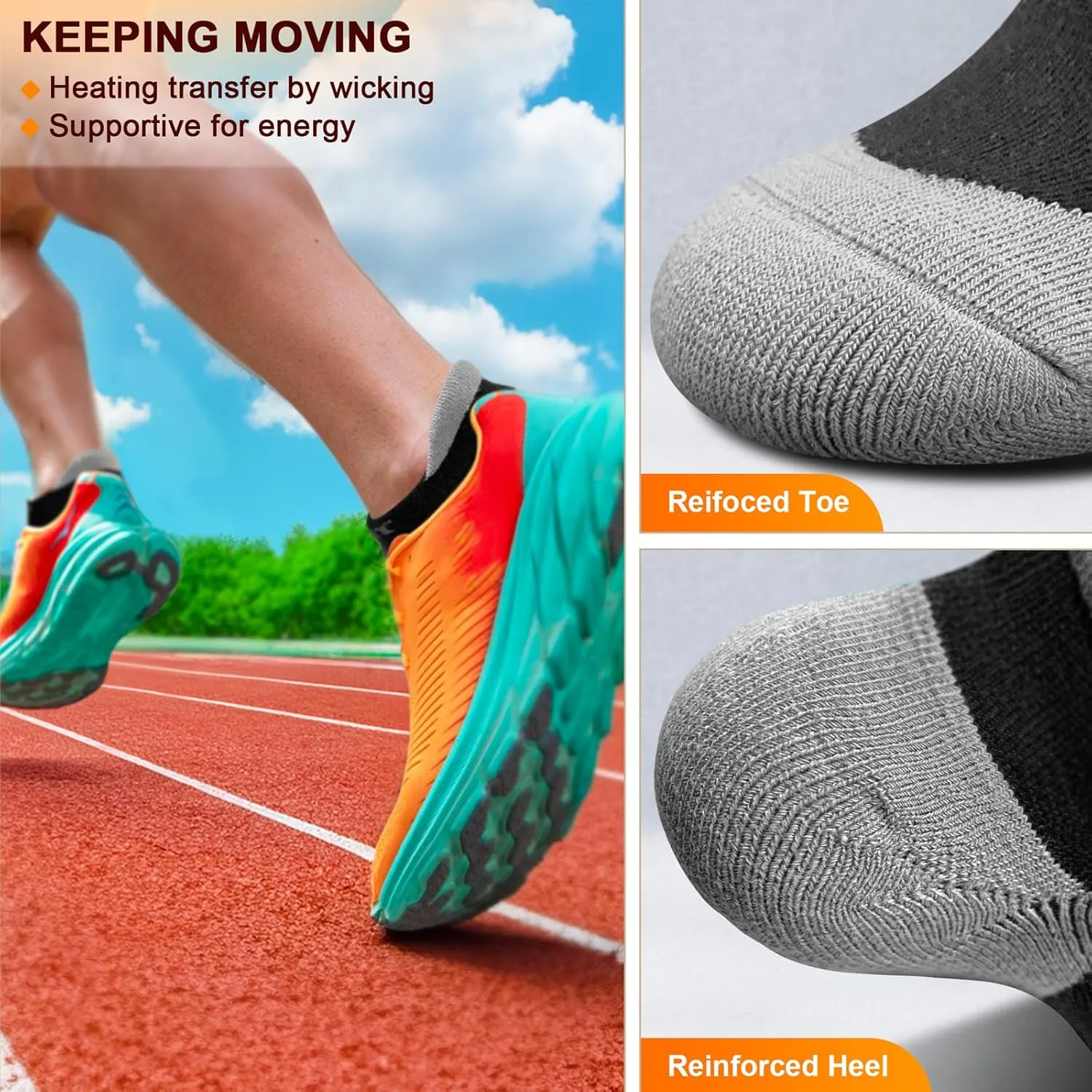 BULLIANT Men Ankle Socks 8Pairs Active Running Socks Cushioned No Show Breathable Wicking-Arch Support