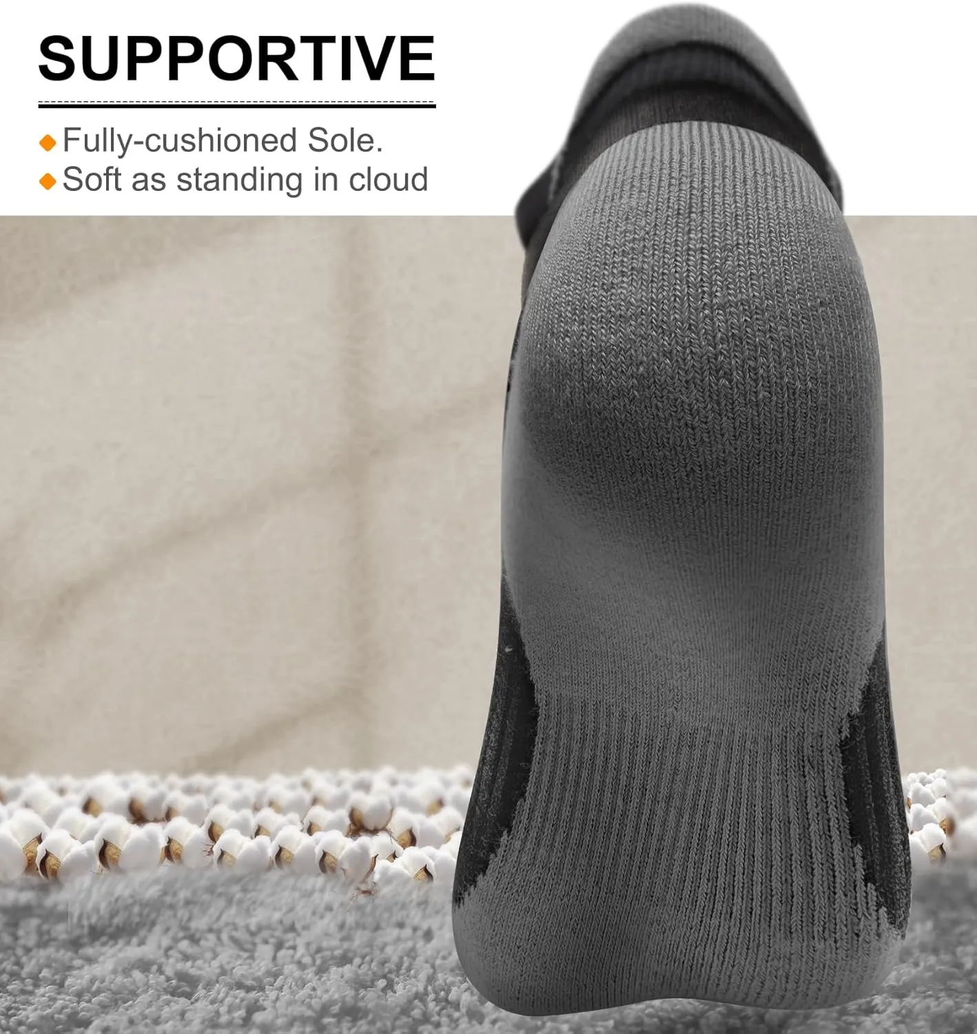 BULLIANT Men Ankle Socks 8Pairs Active Running Socks Cushioned No Show Breathable Wicking-Arch Support