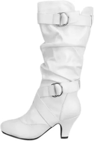 Cathalem Mid Calf Boots for Women Mid Calf Boots High Heel Leather Booties Pointed Toe Pull on Fall Winter Shoes