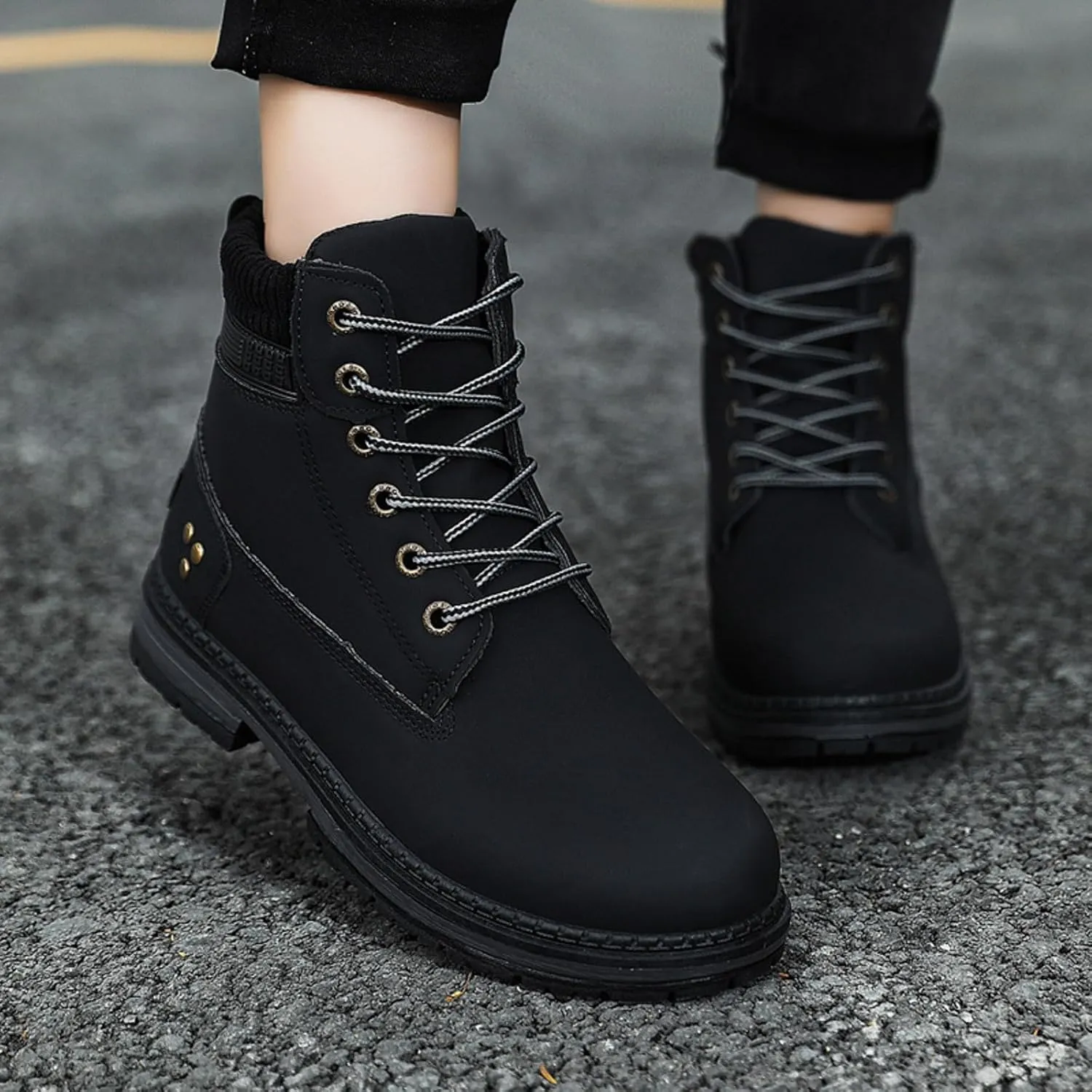 Cathalem Winter Boots for Women Lace Up Anti-Slip Warm Snow Ankle Booties Fashion Sneaker Boots Combat Boots Womens