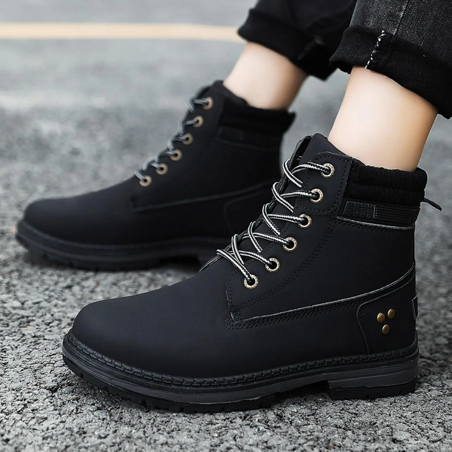 Cathalem Winter Boots for Women Lace Up Anti-Slip Warm Snow Ankle Booties Fashion Sneaker Boots Combat Boots Womens