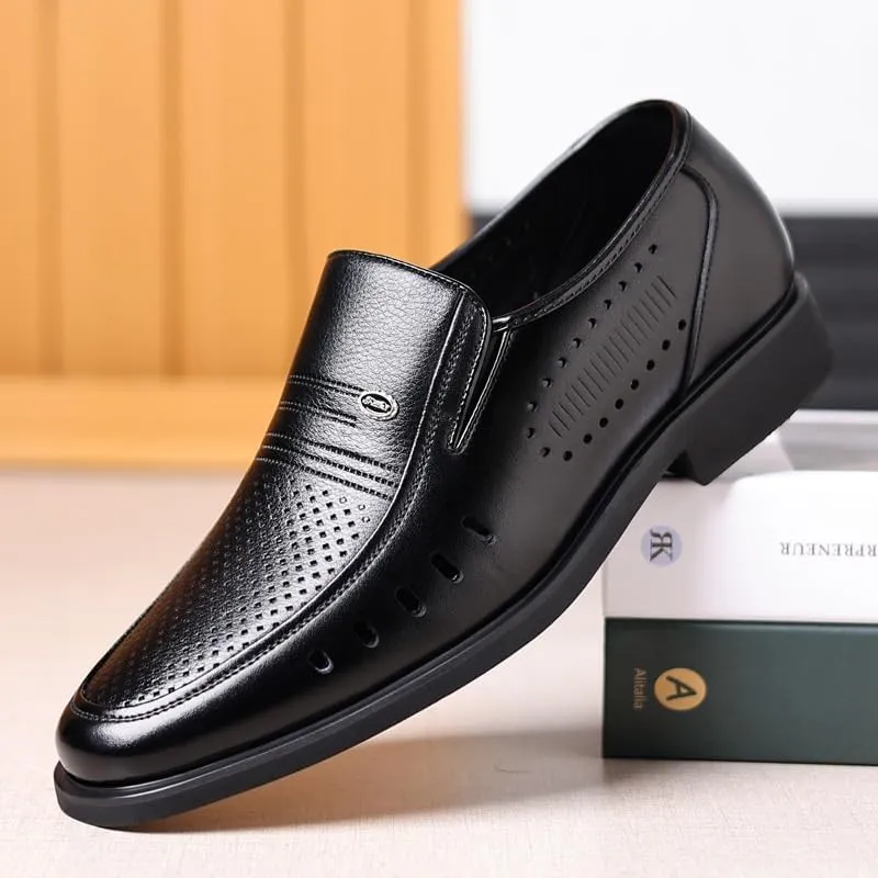 Contemporary Leather Slip-On Driving Shoes for Men - Summer Casual Loafers for Everyday Comfort