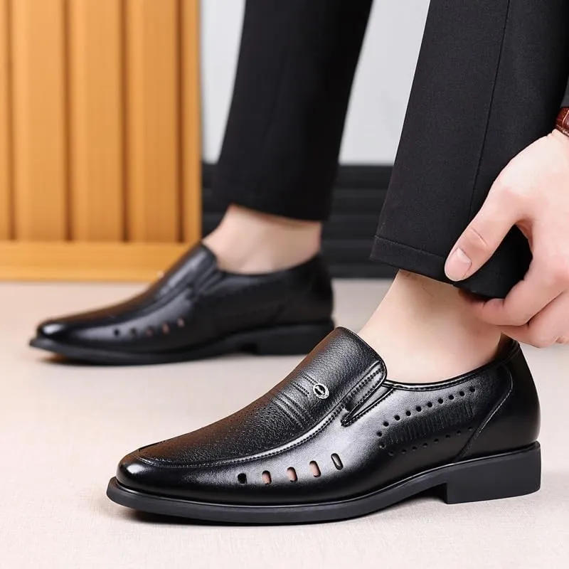 Contemporary Leather Slip-On Driving Shoes for Men - Summer Casual Loafers for Everyday Comfort