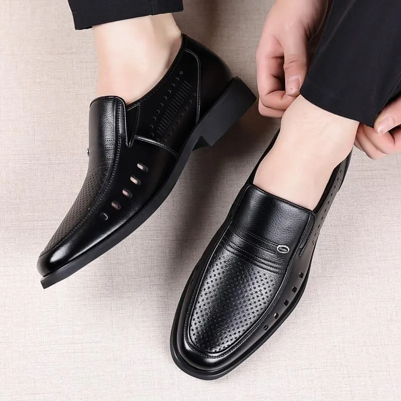 Contemporary Leather Slip-On Driving Shoes for Men - Summer Casual Loafers for Everyday Comfort