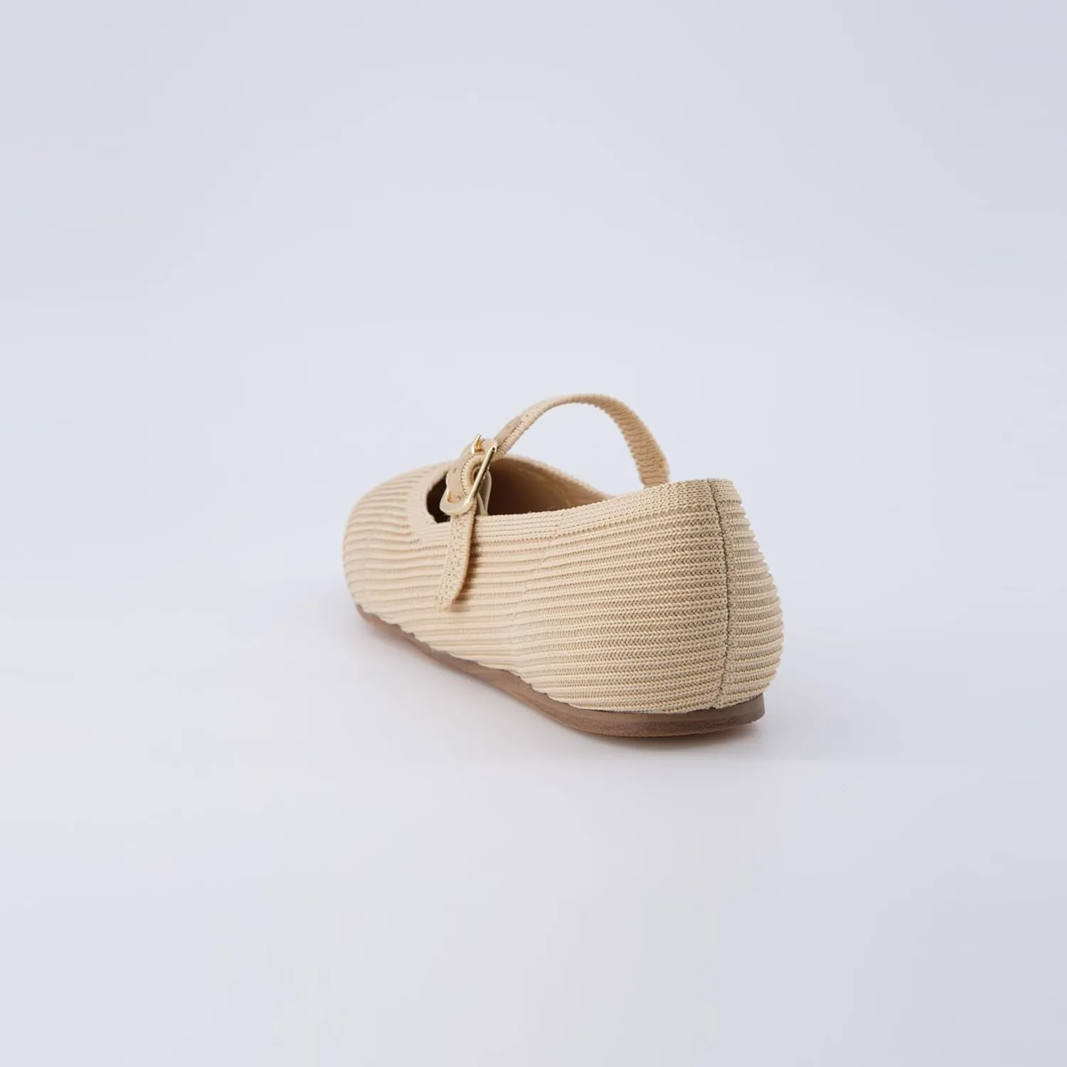 CUSHIONAIRE Women's Petal Mary Jane Knit Flat  Stretchy Textured Fabric, Adjustable Strap, Memory Foam, Available in Wide Widths, Comfortable & Lightweight