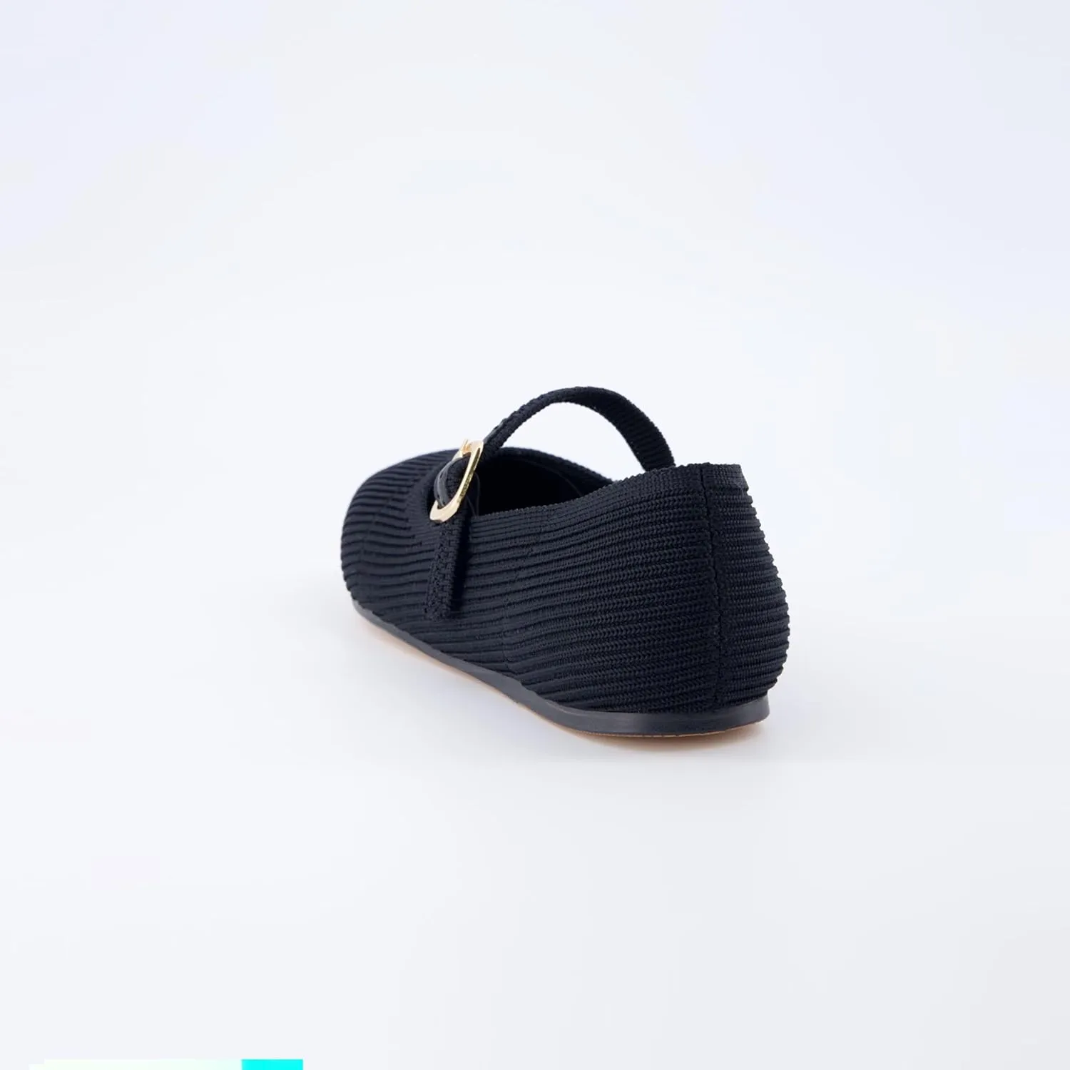 CUSHIONAIRE Women's Petal Mary Jane Knit Flat  Stretchy Textured Fabric, Adjustable Strap, Memory Foam, Available in Wide Widths, Comfortable & Lightweight