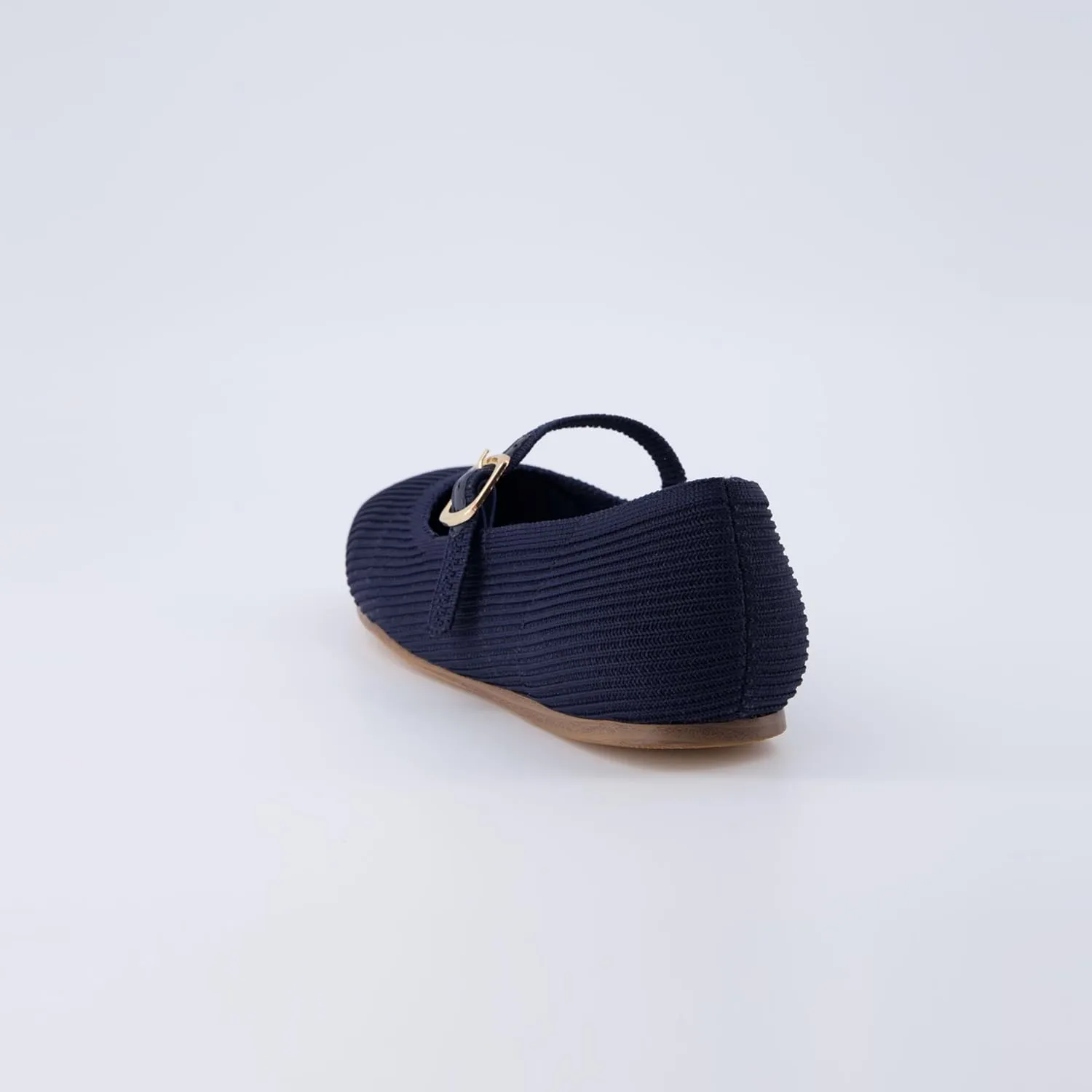 CUSHIONAIRE Women's Petal Mary Jane Knit Flat  Stretchy Textured Fabric, Adjustable Strap, Memory Foam, Available in Wide Widths, Comfortable & Lightweight