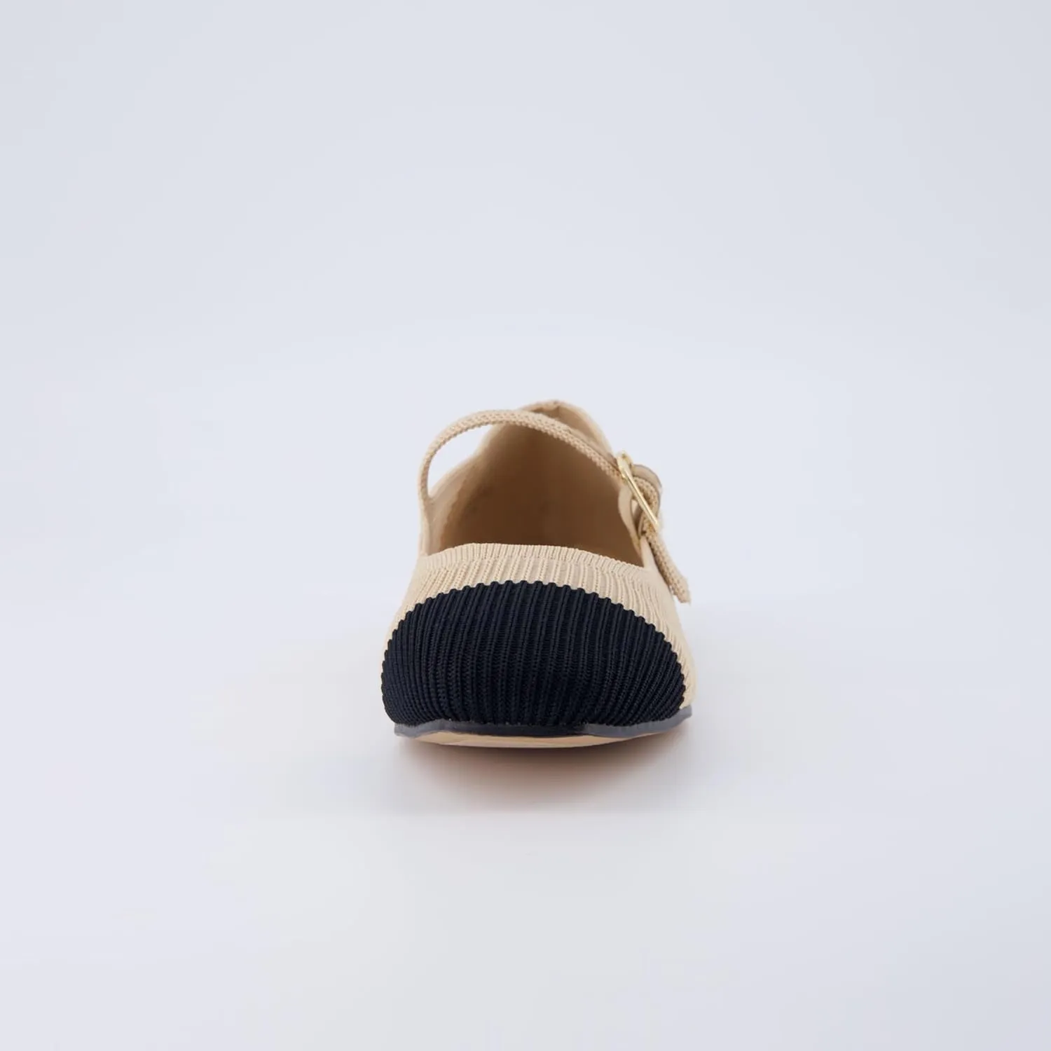 CUSHIONAIRE Women's Petal Mary Jane Knit Flat  Stretchy Textured Fabric, Adjustable Strap, Memory Foam, Available in Wide Widths, Comfortable & Lightweight
