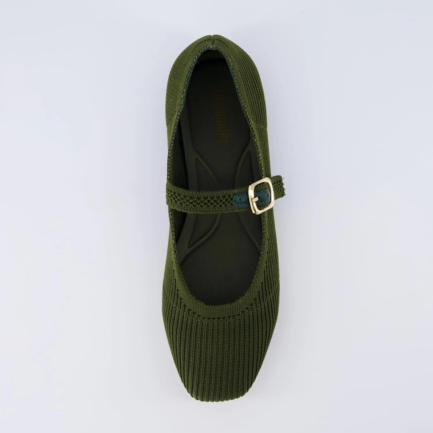 CUSHIONAIRE Women's Petal Mary Jane Knit Flat  Stretchy Textured Fabric, Adjustable Strap, Memory Foam, Available in Wide Widths, Comfortable & Lightweight