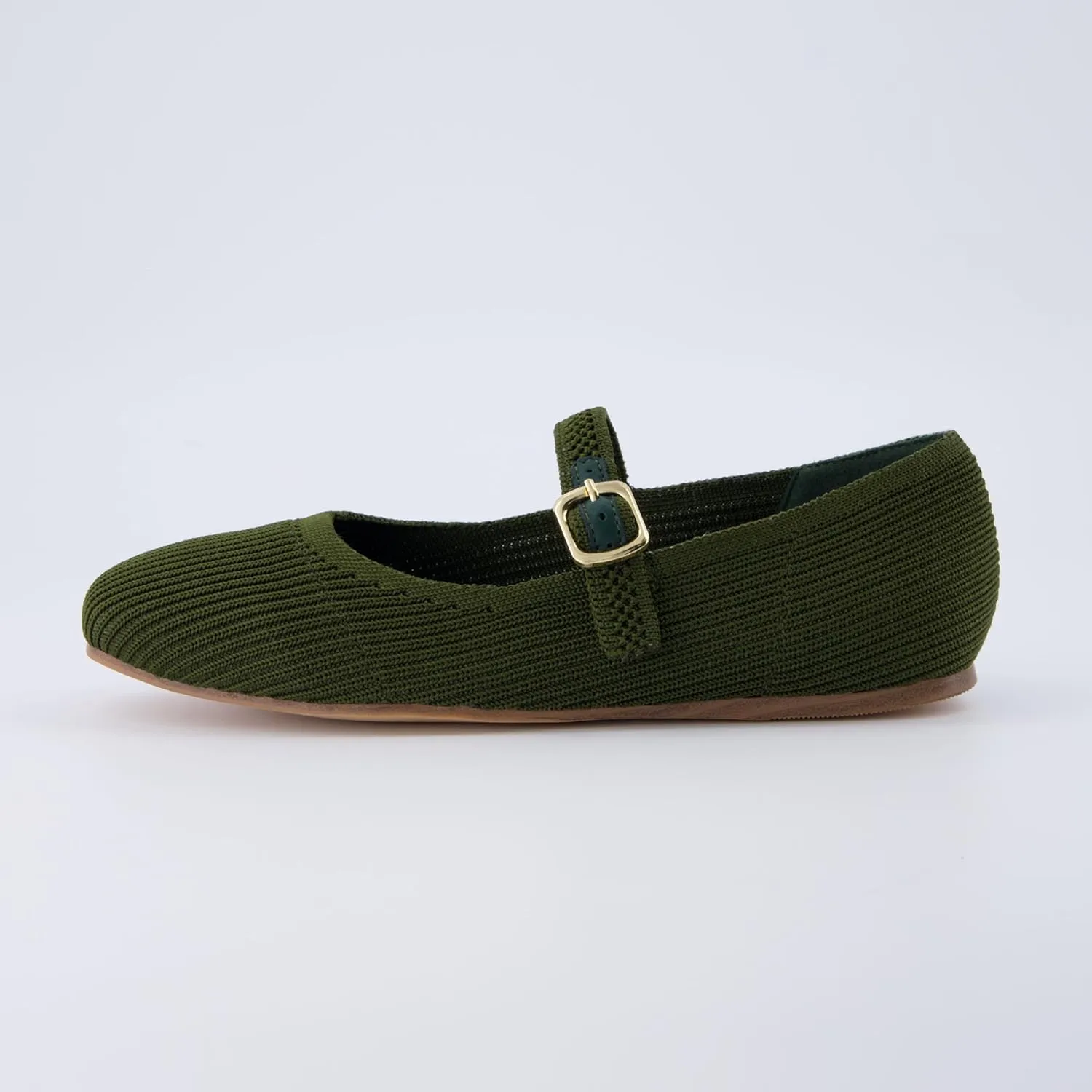 CUSHIONAIRE Women's Petal Mary Jane Knit Flat  Stretchy Textured Fabric, Adjustable Strap, Memory Foam, Available in Wide Widths, Comfortable & Lightweight