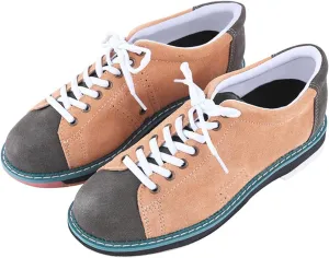 DHAEY Unisex Bowling Shoes Breathable Wear-Resistant Lightweight Casual Bowling Trainers Lace Up Fashion Youth Athletic Fitness Shoes (Color : Camel Color, Size : 12.5 Women/11 Men)