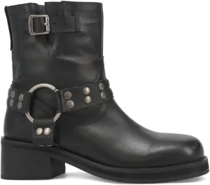 Dingo Womens Anarchy Round Toe Zippered Motorcycle Casual Boots Ankle Mid Heel 2-3" - Black